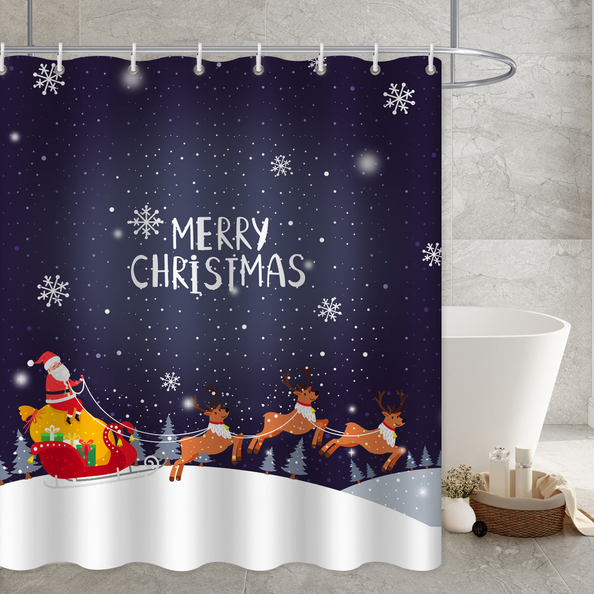Waterproof Polyester Shower Curtain - Mildew Resistant, Multiple Sizes & Styles