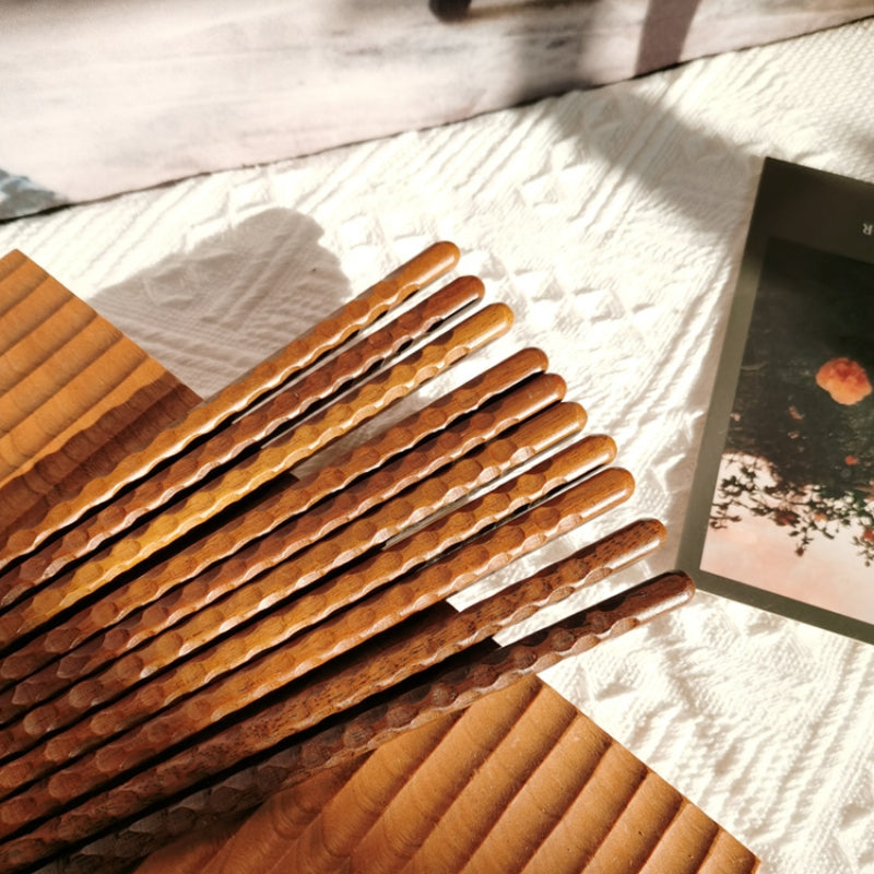 Solid Color Wooden Chopsticks Set - Non-slip Kitchen Dining Utensils