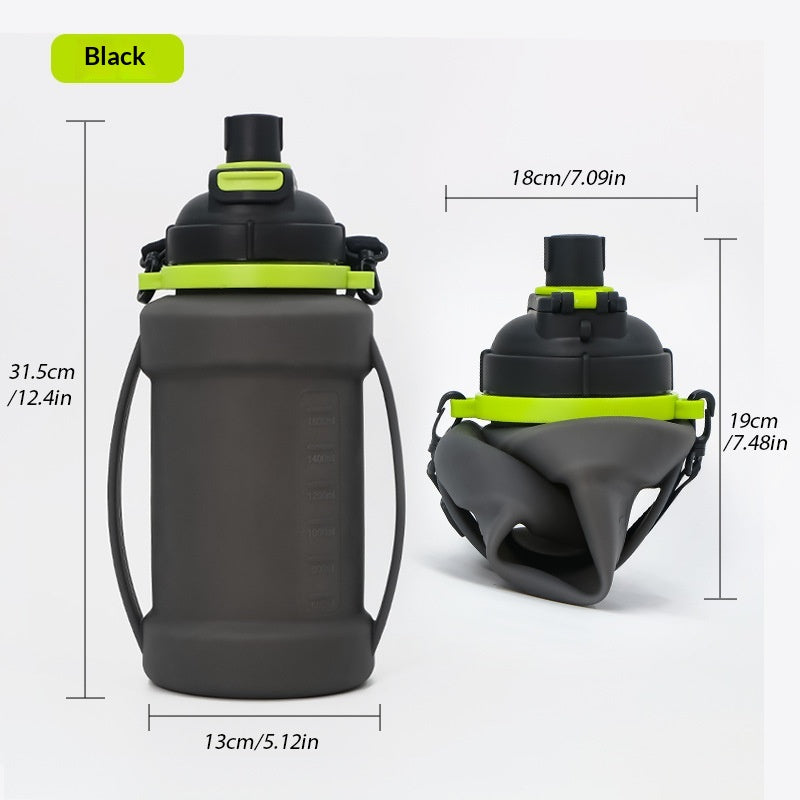 Large Capacity Foldable Sports Water Bottle 2L Silicone Portable Drinkware