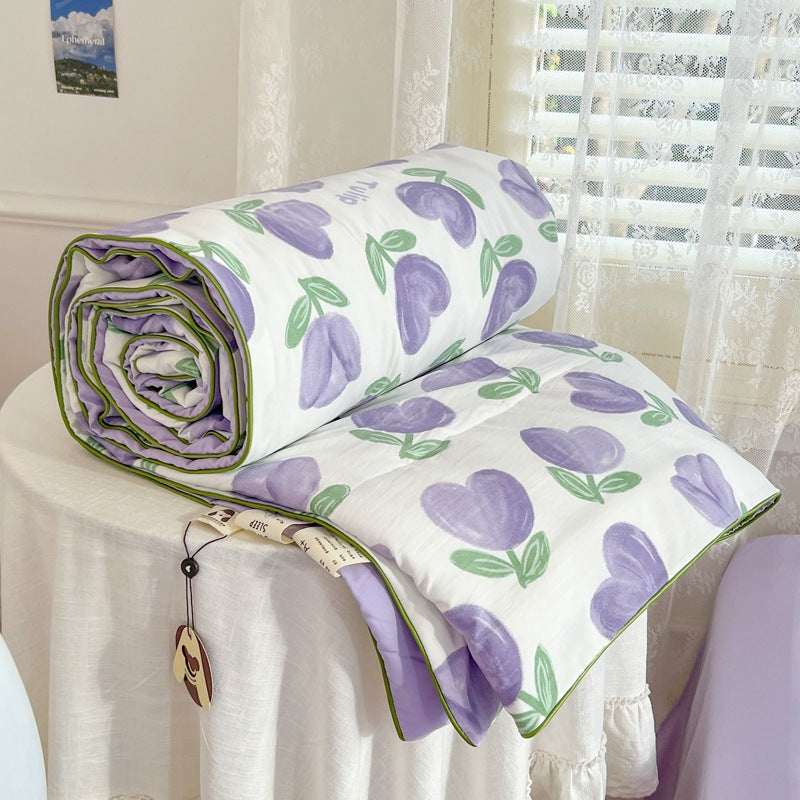 Summer Quilt with Soybean Fiber and Cotton Washable Bedding Set
