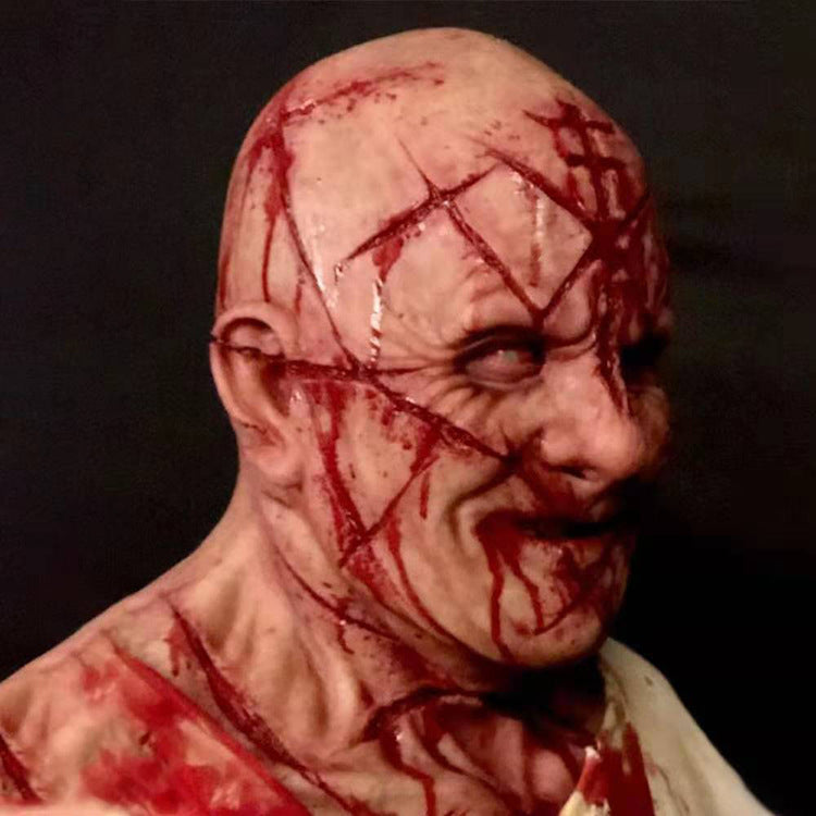Horror Blood Scar Mask Latex Headgear for Costume Party - Red