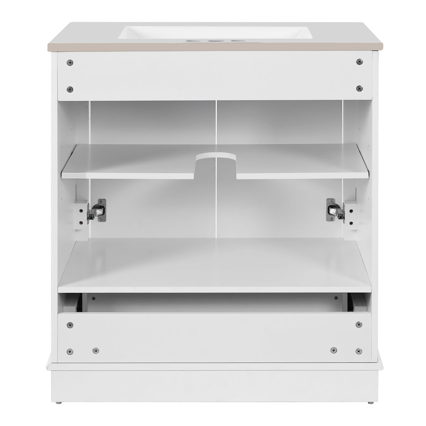 30" Bathroom Vanity with Ceramic Sink & Soft Close Doors - White
