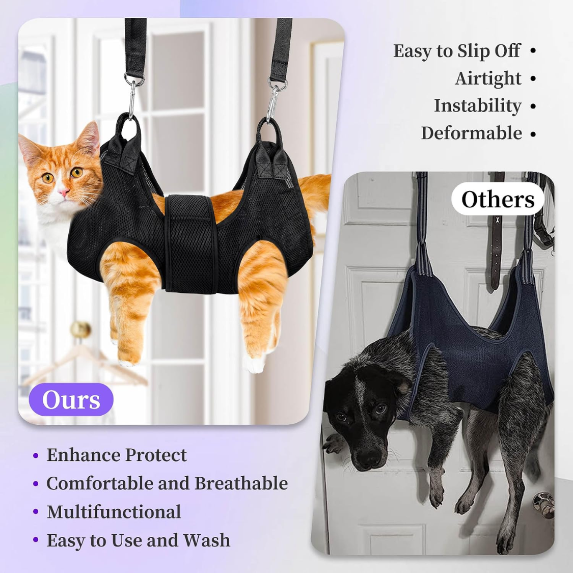 Pet Nail Polishers Kit with Grooming Hammock for Small Cats and Dogs - Includes Clippers & Trimmer