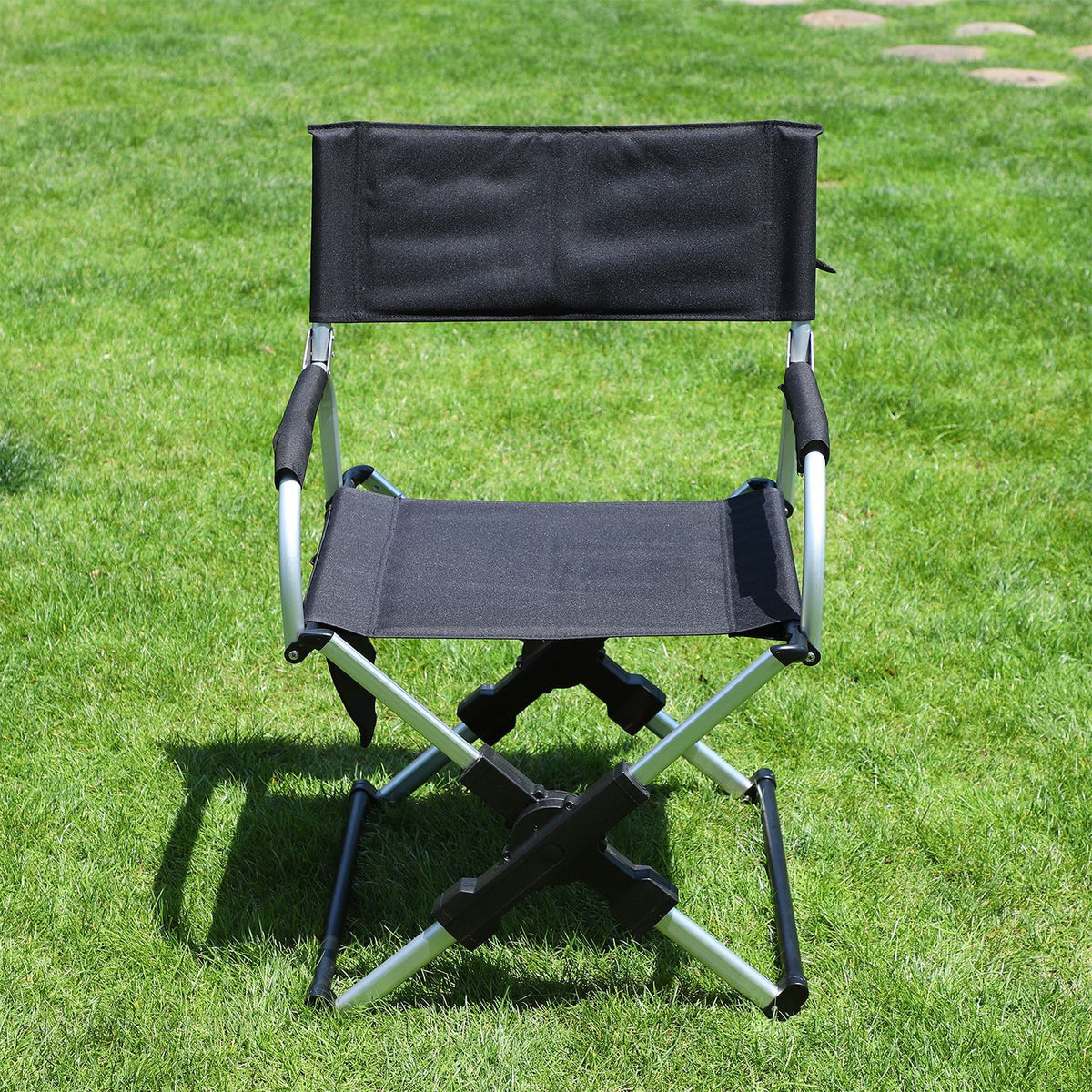 Outdoor Folding Camping Chair Aluminum Alloy Recliner Black