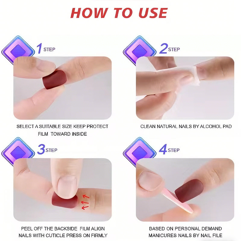 24-Piece Diamond Snowflake Press-On Nails - Long Square Pink Fake Nails