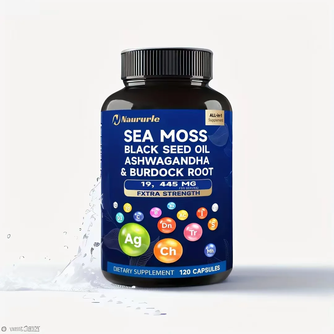 Sea Moss, Black Seed Oil, Ashwagandha & Burdock Root Capsules - 120 Count
