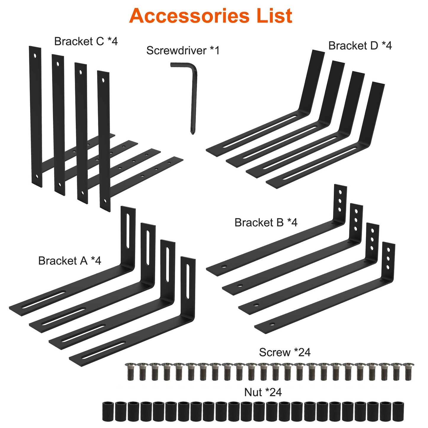 Adjustable Planting Brackets Set - Wall & Window Planter Hooks, No Drill Mounts, Black