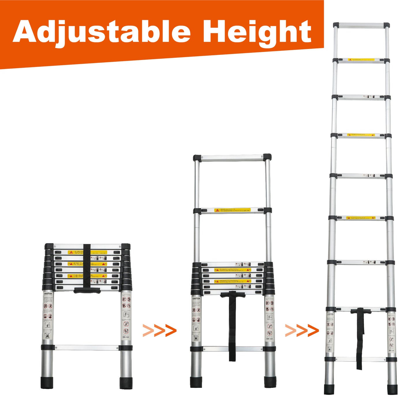8.5FT Aluminum Telescoping Ladder for Outdoor Work, Heavy Duty & Lightweight Extension Ladder