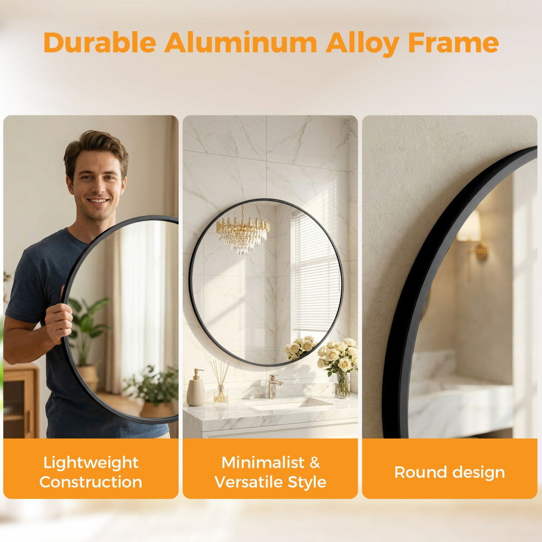Round Wall Mirror, Bathroom Mirrors For Over Sink, Circle Mirror