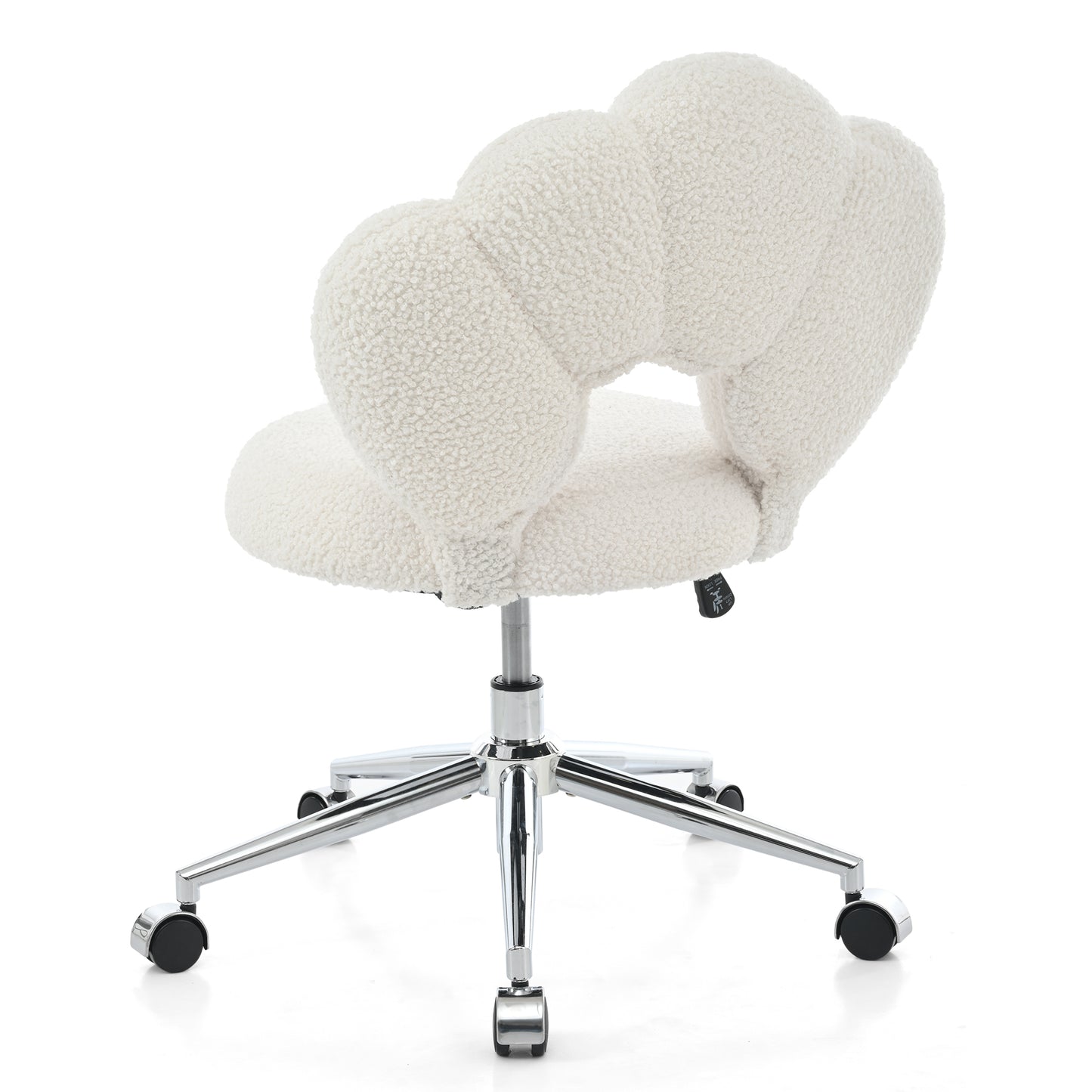 360° Swivel Height Adjustable Office Chair - White Teddy Fabric