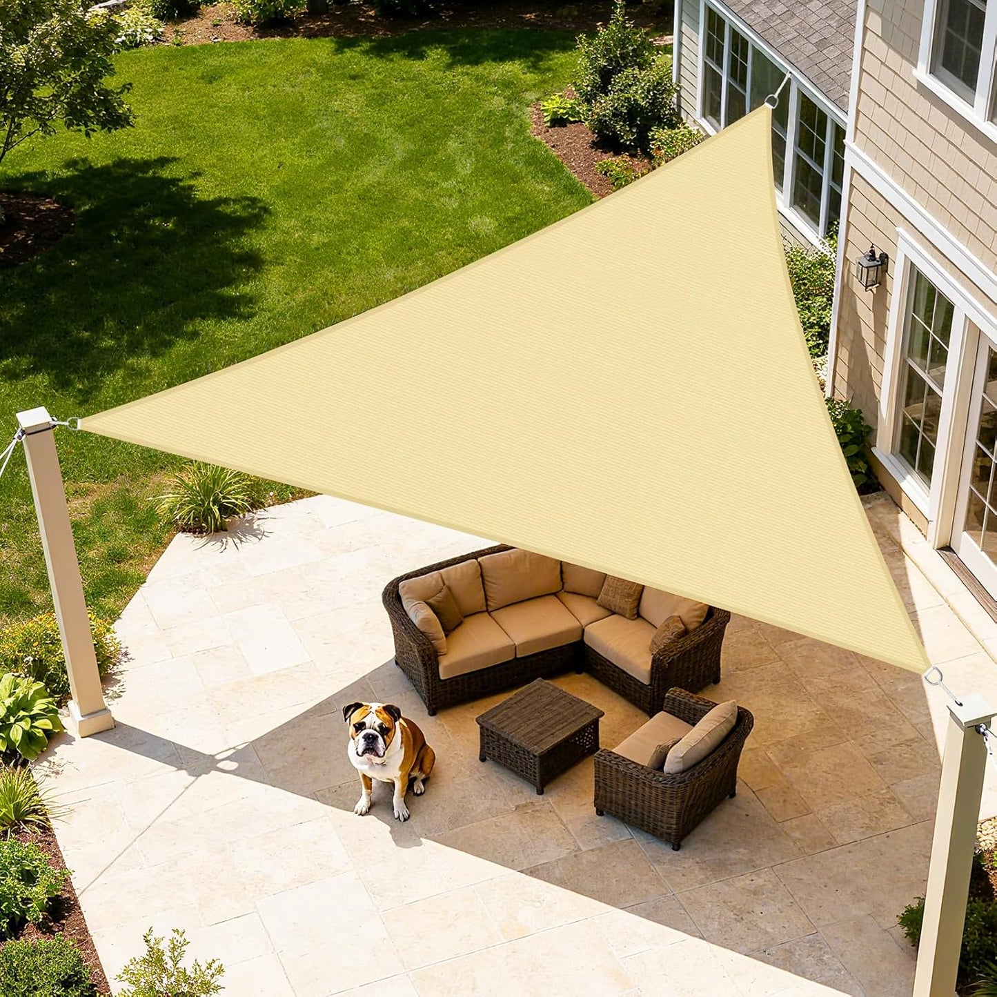 Large Sunshade Sail for Garden & Patio UV Protection 10x10x14 ft - Dark Grey, Mocha, Sand, Light Grey