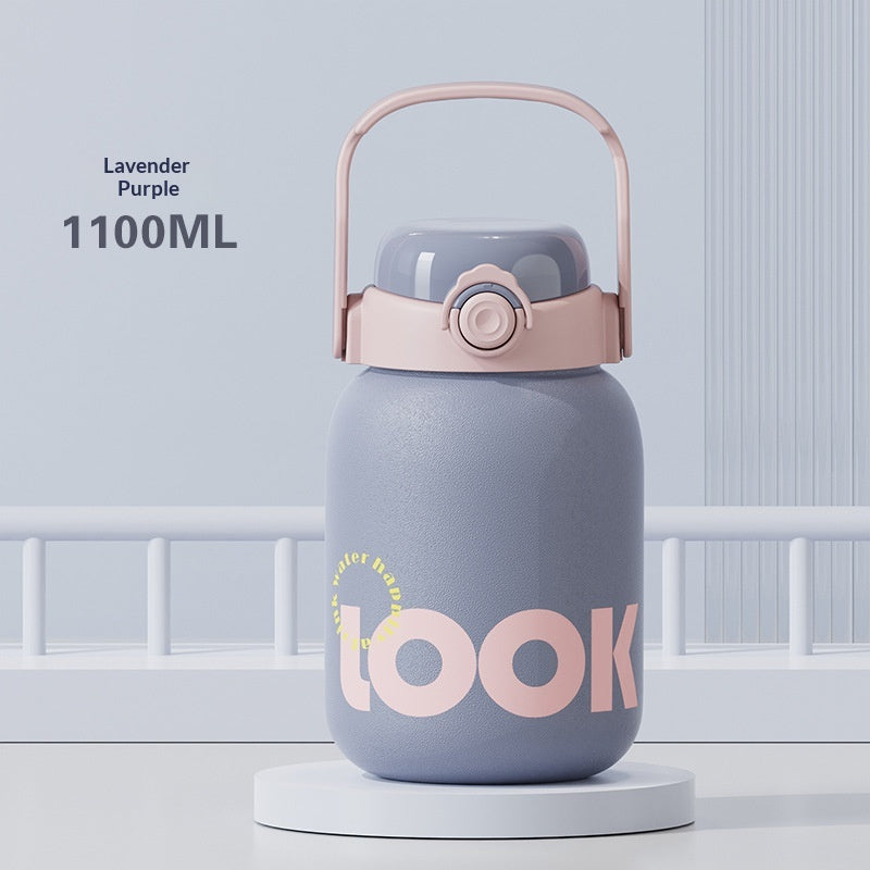 Large Capacity Pop-Top Straw Cup - Reusable Insulated Drinkware