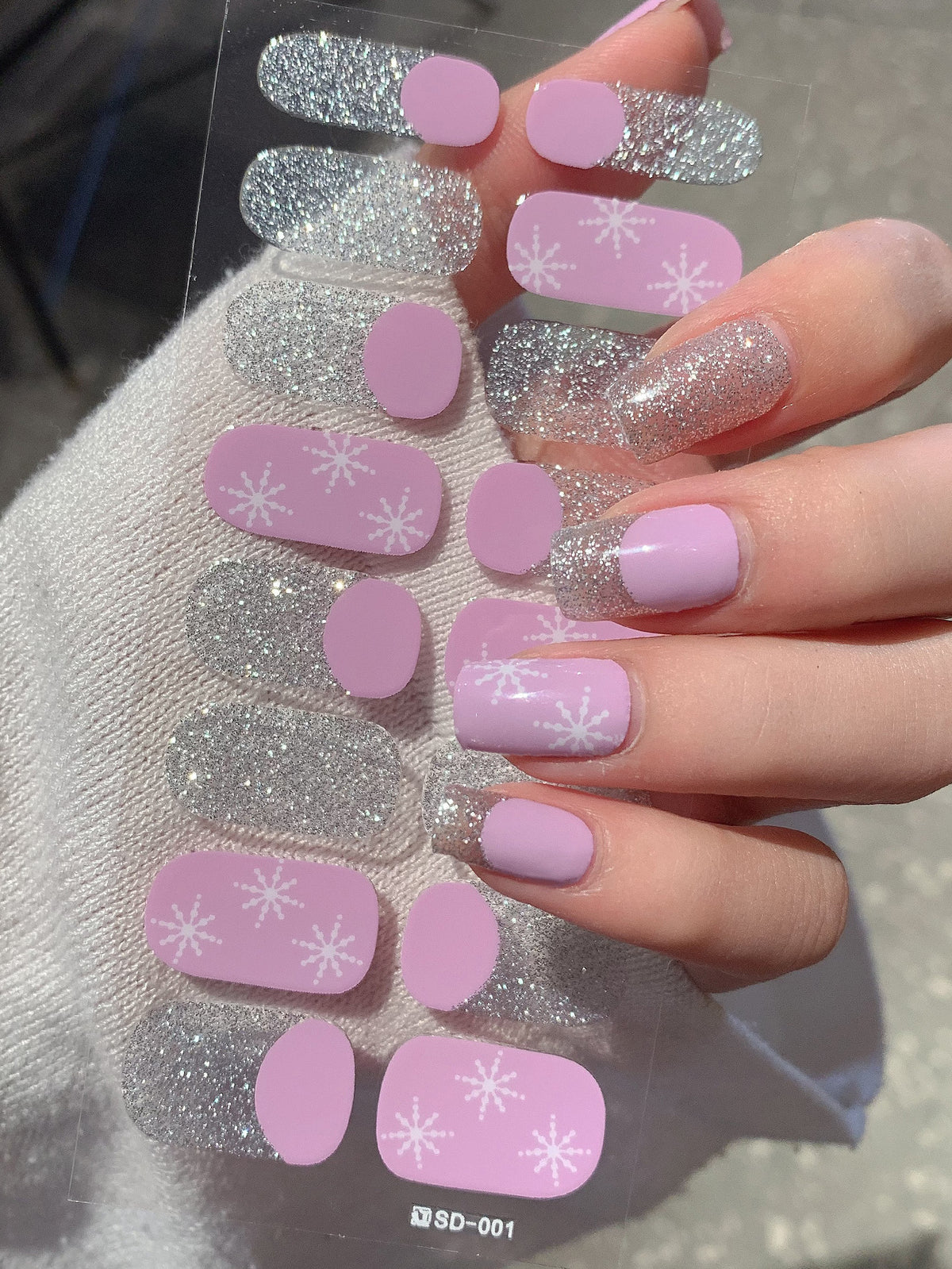 Christmas Nail Stickers Set - Holiday Checkerboard Star Candy Designs for Manicure