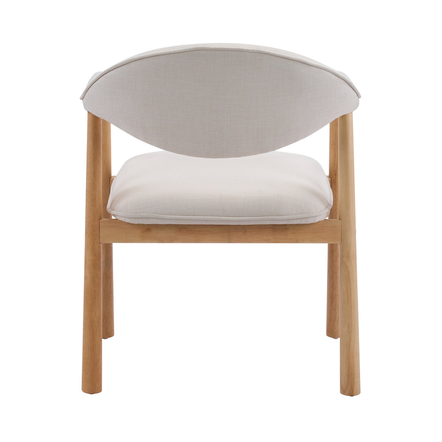 Beige Upholstered Dining Chairs with Curved Back - Set of 2