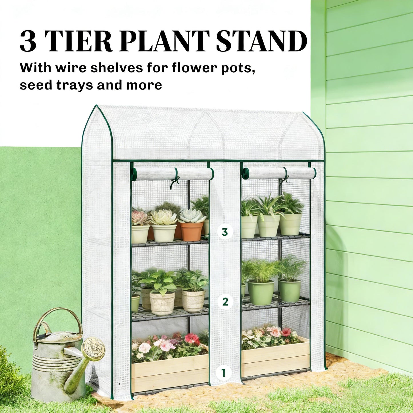 Mini Portable Greenhouse - White Three-Tier Plant Shelf