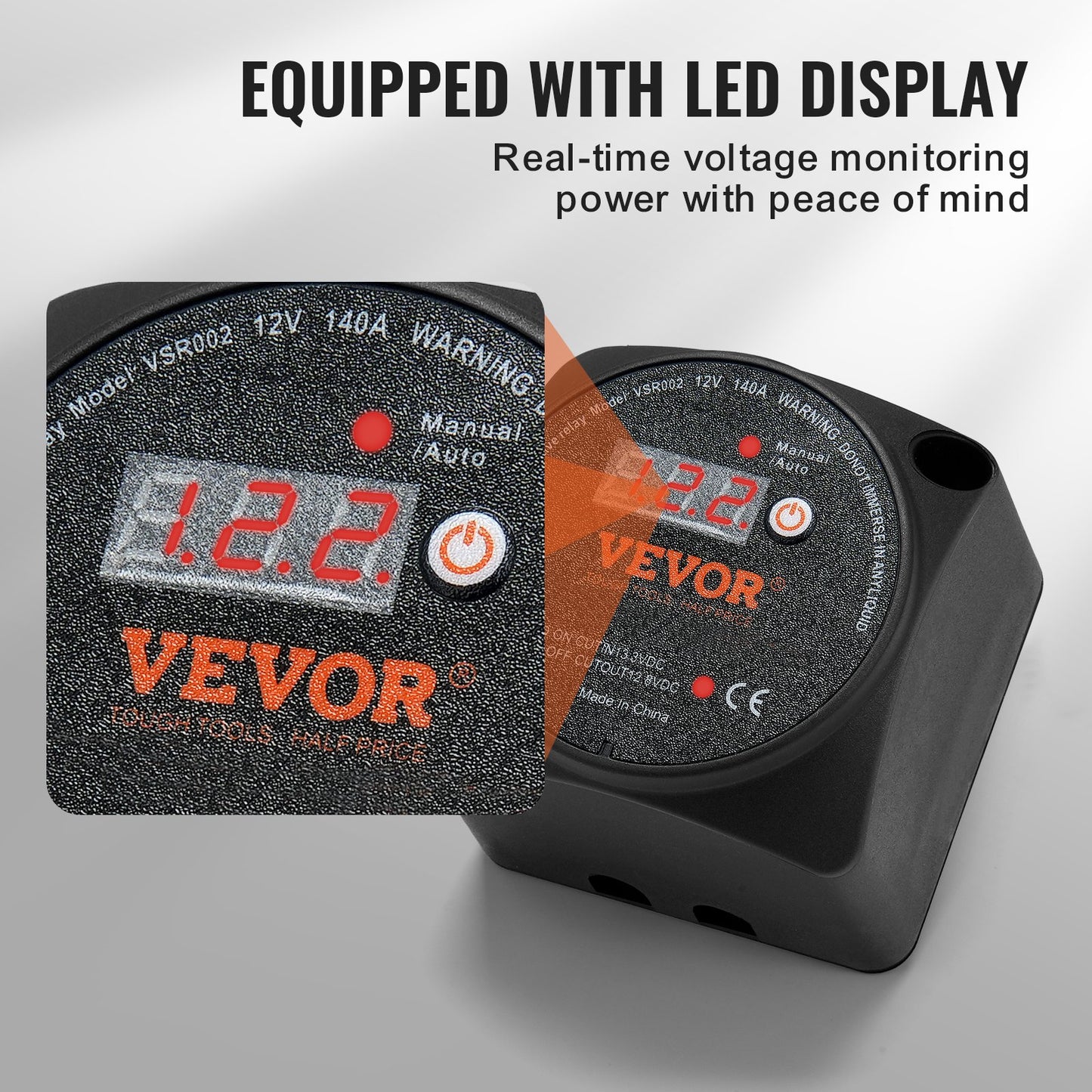 12V 140A Dual Battery Isolator Kit with LCD Screen - Manual & Auto Modes for ATV UTV RV Boat