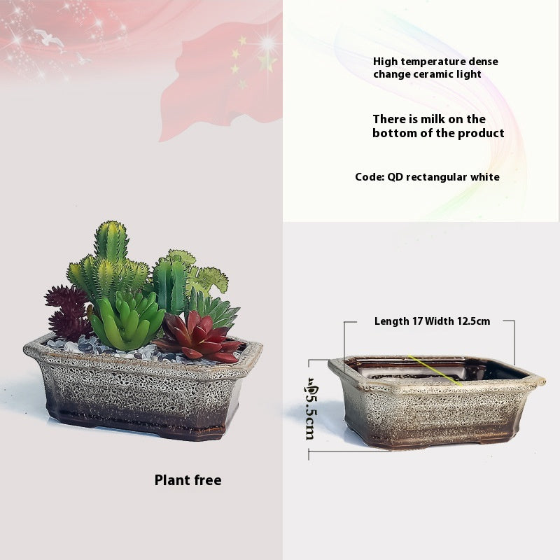 Square Ceramic Flowerpot for Home Gardening - High Temperature Resistant