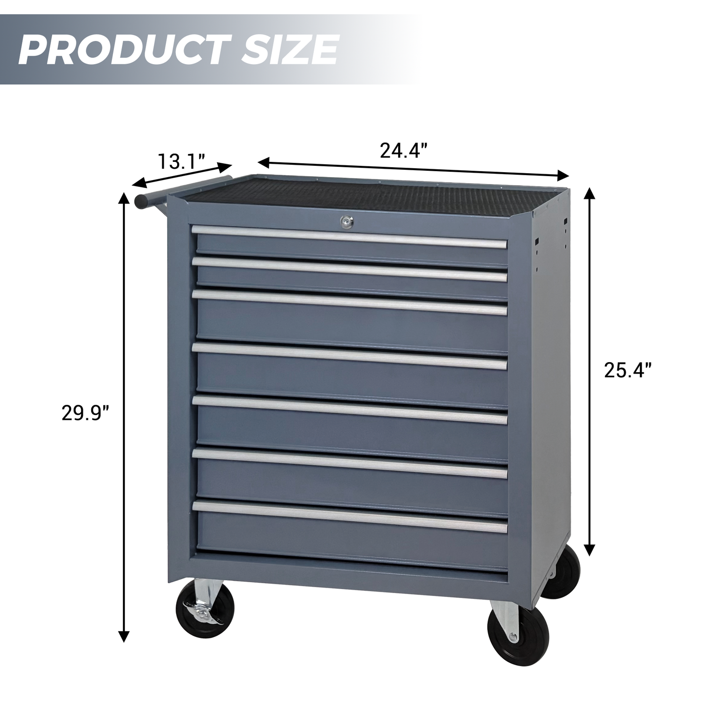 Rolling Tool Chest with 7 Drawers and Wheels - Grey