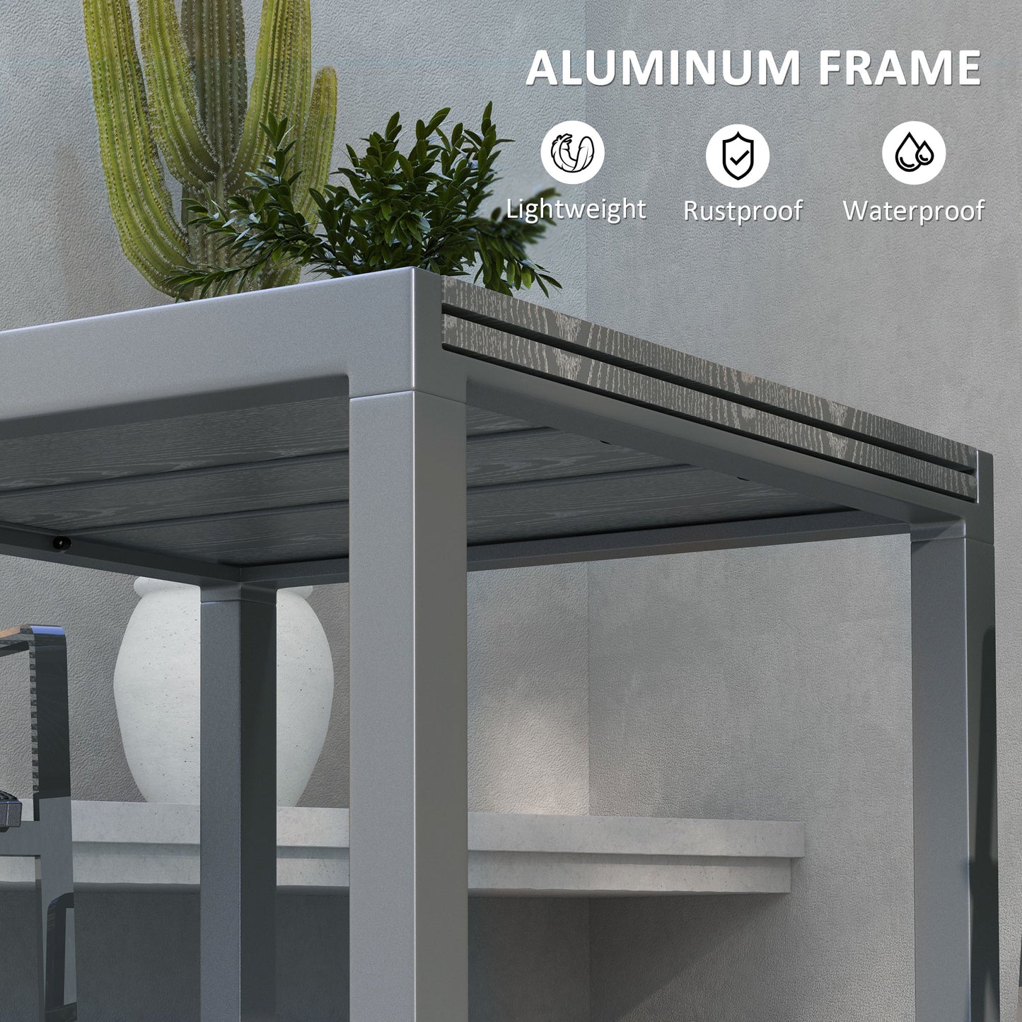 Rectangular Patio Dining Table for 6-8 People - Dark Gray