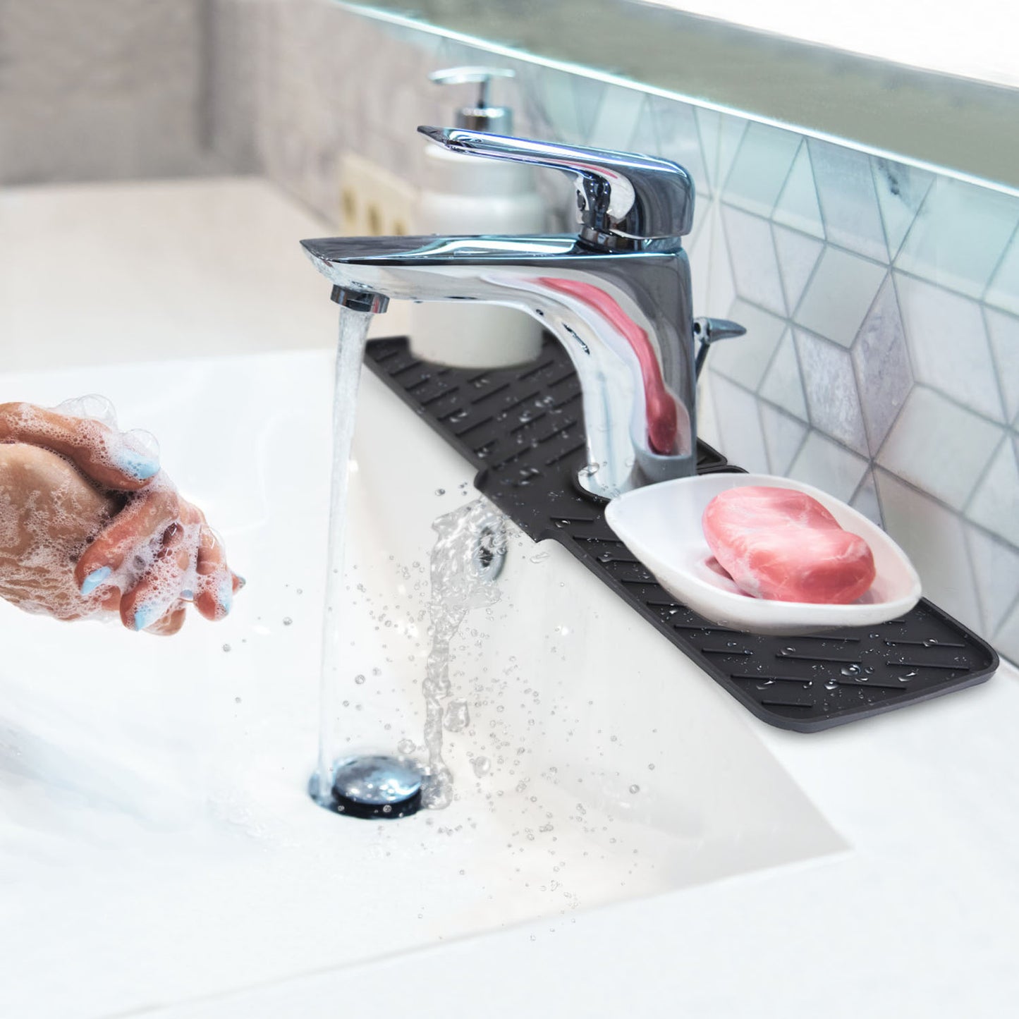 Silicone Faucet Mat - Kitchen Sink Splash Guard & Drip Catcher