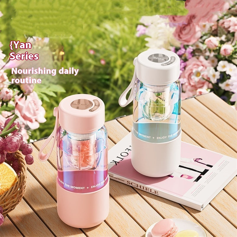 Magnetic Elastic Tea Water Separator Glass Cup with Lid 500mL