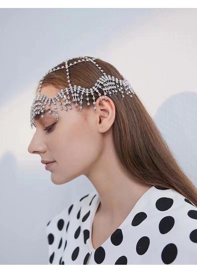 Rhinestone Tassel Hair Band - Heart Shape Headwear