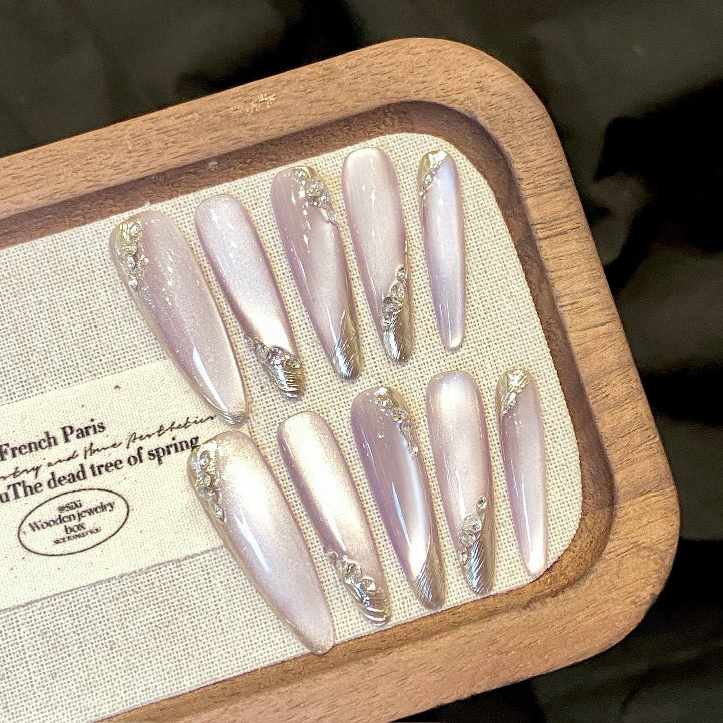 Gradient Moon Rhinestone Press-On Nail Kit - Reusable Wearable Art