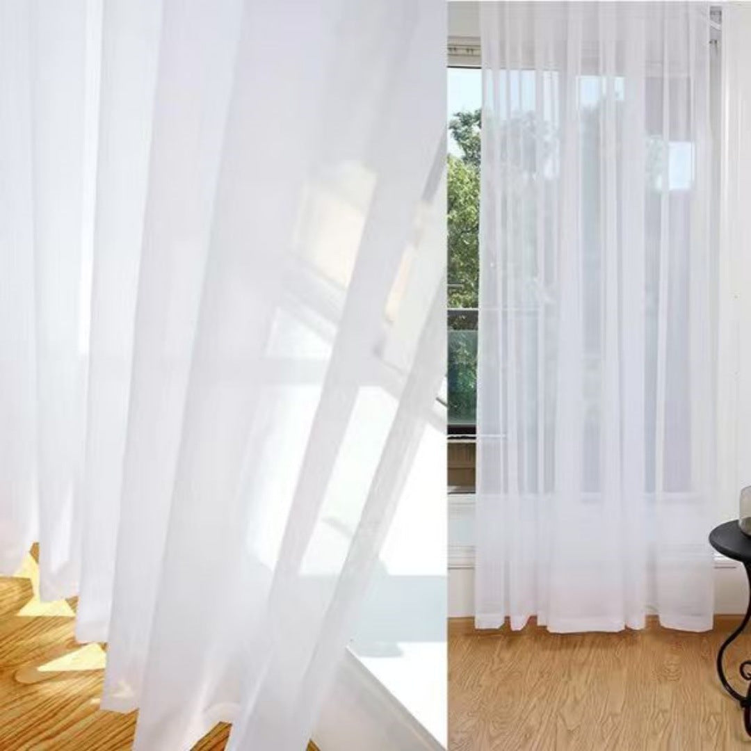 Minimalist White Sheer Curtain with Multiple Styles & Sizes
