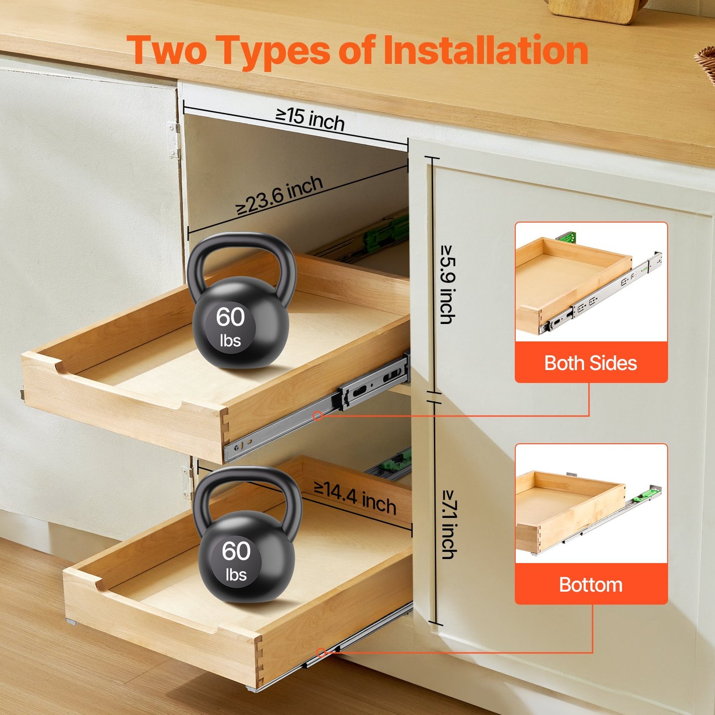 Pull Out Cabinet Organizer with Soft Close - 14"W x 21"D