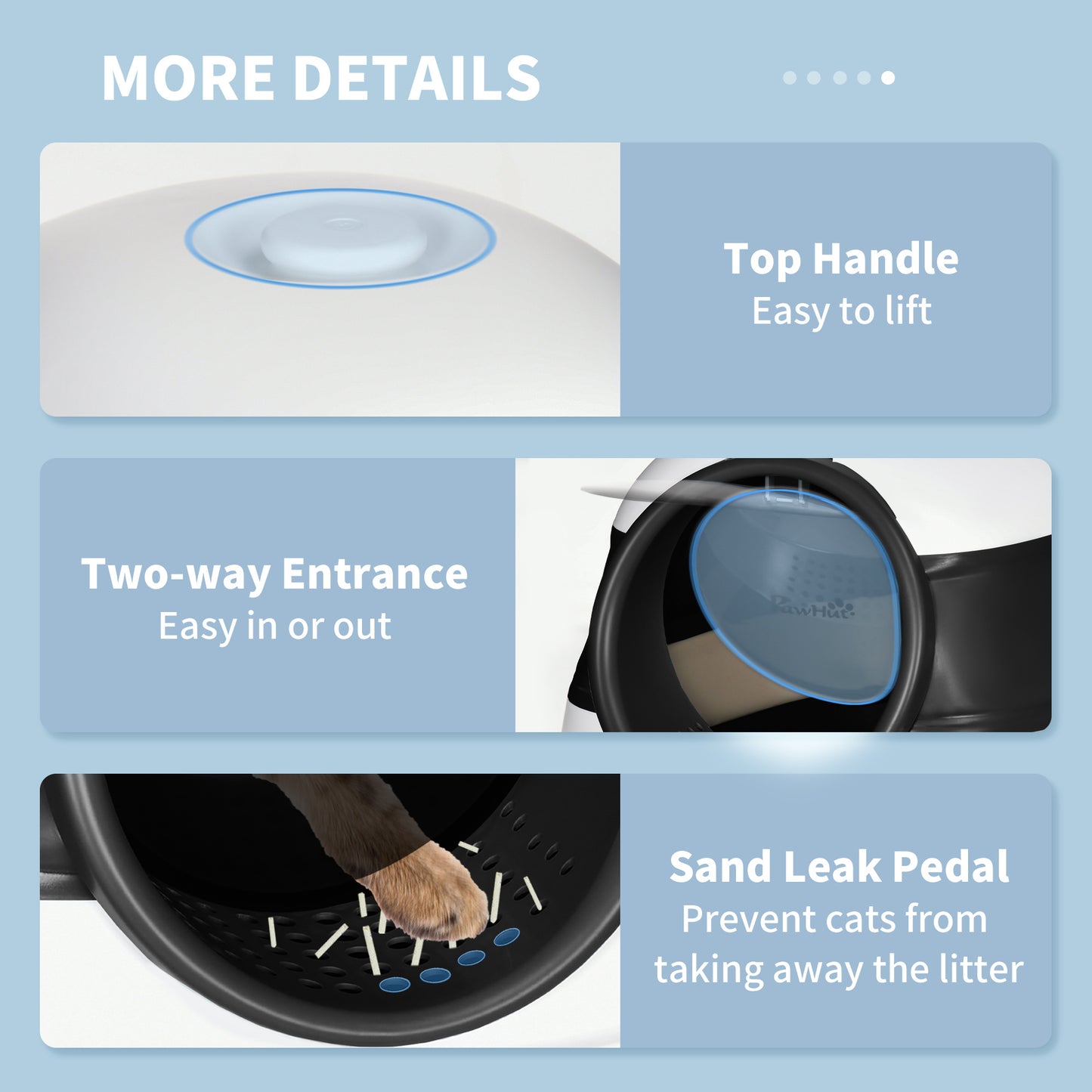 Black Dome Covered Cat Litter Box with Lid and Scoop - Large Privacy Enclosure