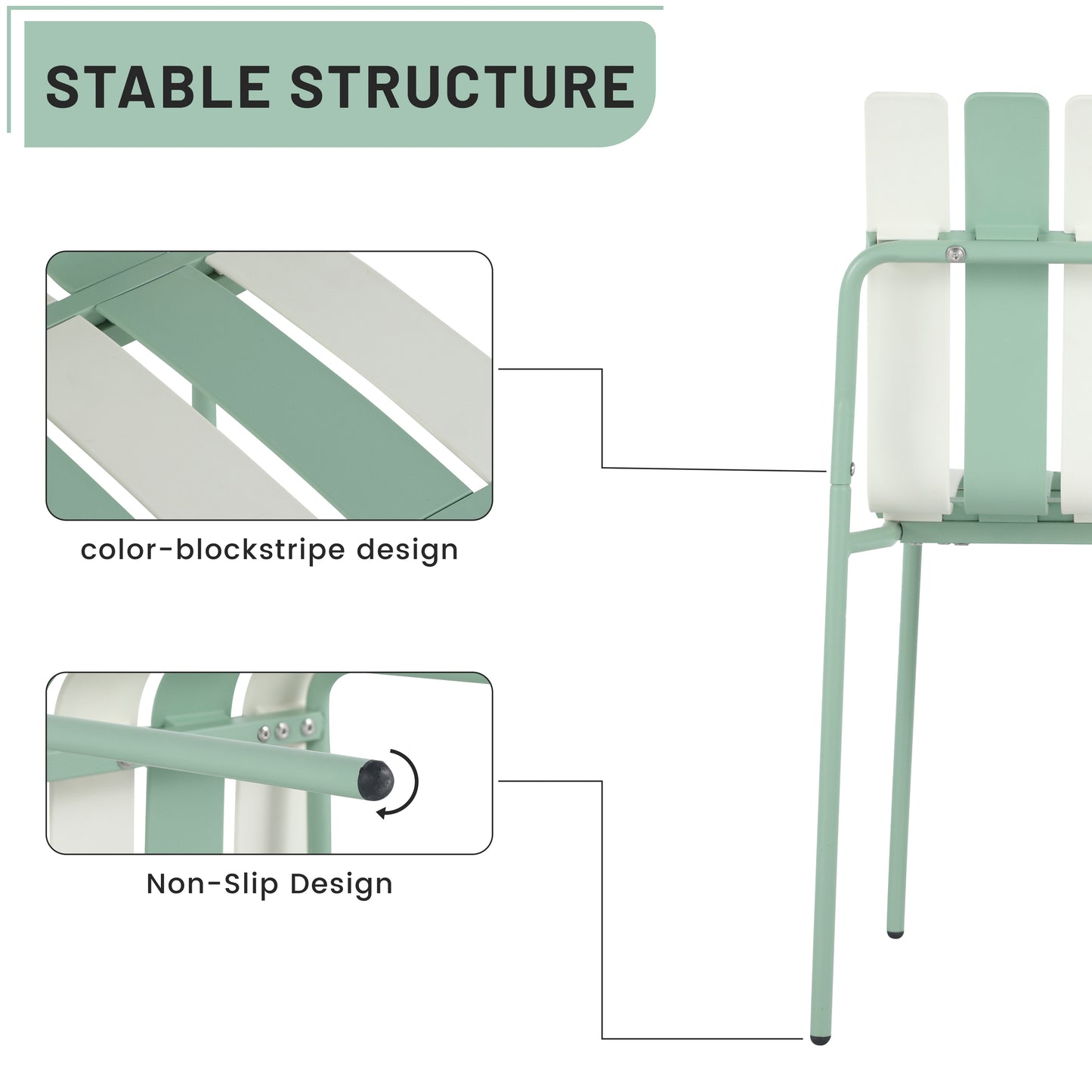 Modern Striped Color Block Chairs 4-Pack with Round Table - Waterproof