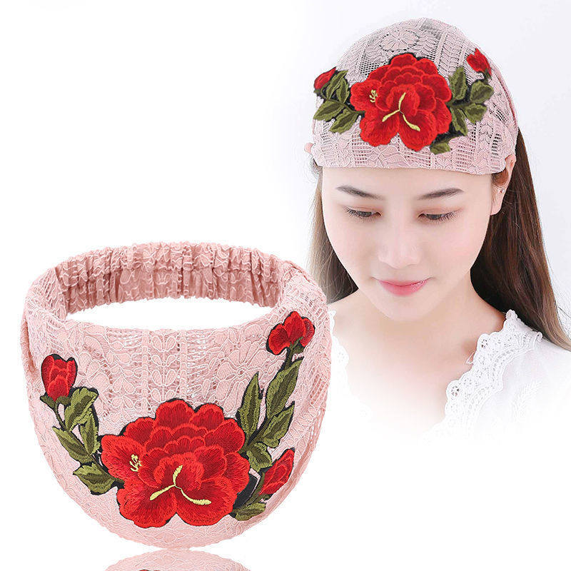 Embroidered Flower Wide-Brimmed Hair Headband for Women - Multiple Colors