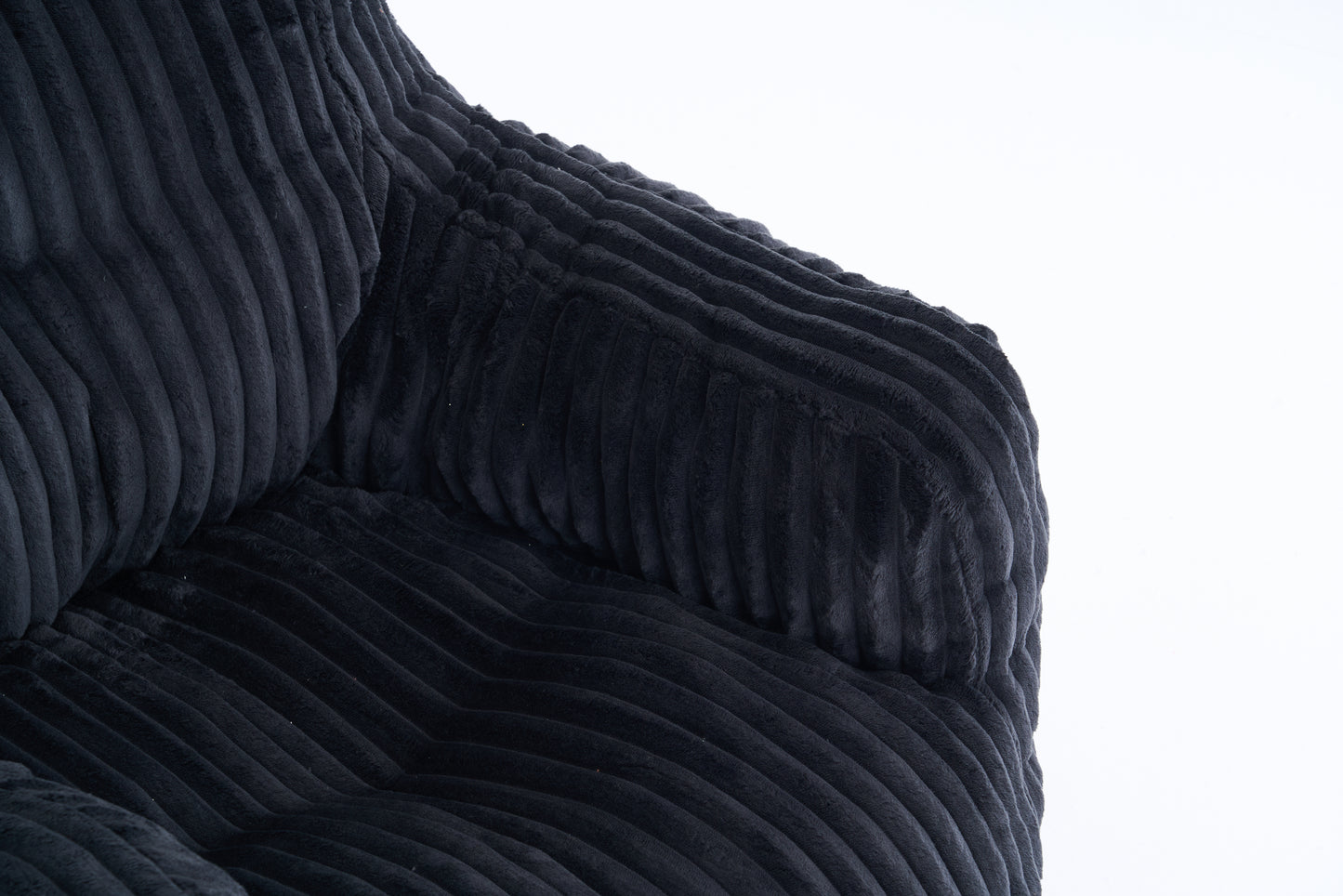 Soft Fluffy Corduroy Bean Bag Chair with Memory Foam - Black