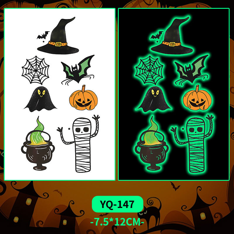Glow-in-the-Dark Colorful Tattoo Stickers for Halloween & Parties