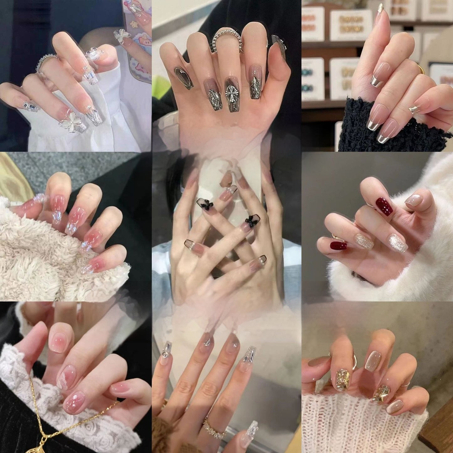 Women's Nail Art Kit with Detachable Color Variants - Spicy White Armor Design