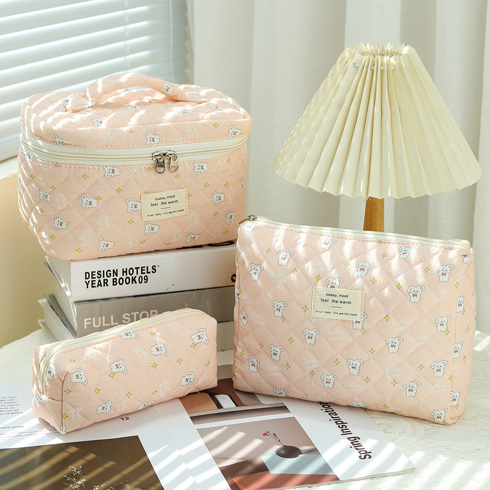 Large Capacity Portable Cosmetic Bag with Floral Design - Travel Makeup Organizer