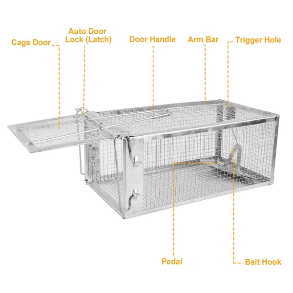 Humane Live Rodent Trap Cage - 2 Pack Galvanized Steel