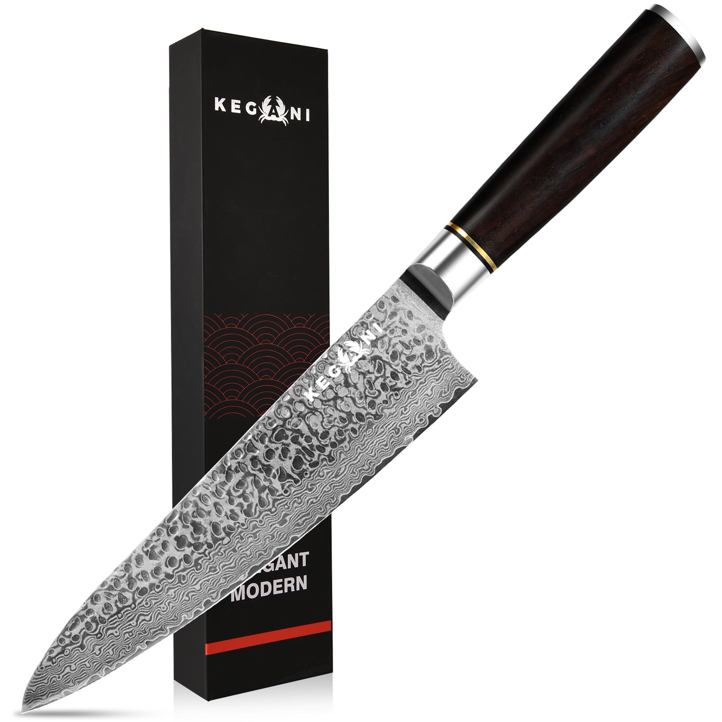 8-Inch Japanese Chef Knife - VG10 Damascus Steel with Pakkawood Handle