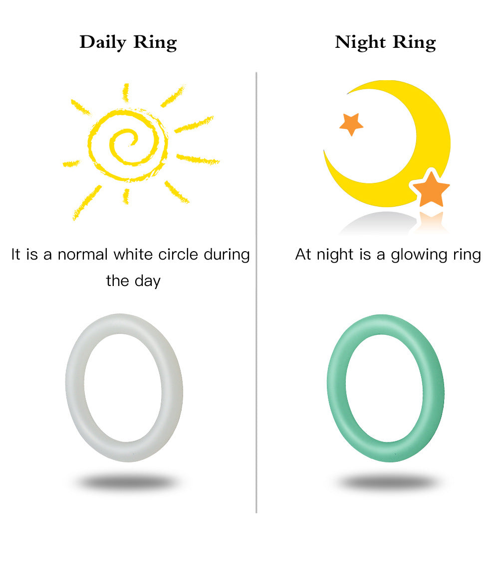 Men's Silicone Delay Ring Set - Luminous and Black Adjustable Cock Rings