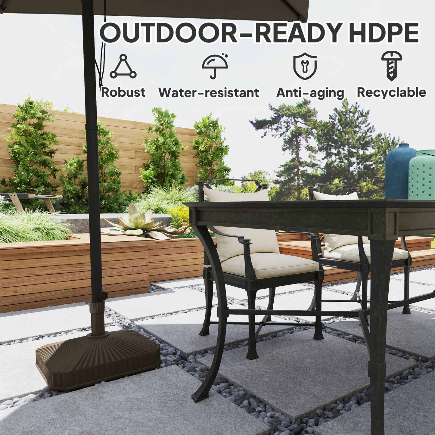 Heavy Duty Square Patio Umbrella Base - 42lbs Filled with Sand
