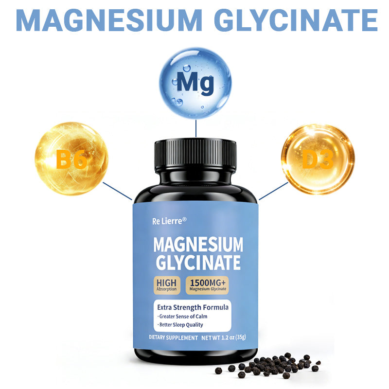 Magnesium Glycinate Capsules - 1500mg High Absorption Supplement - 60 Count