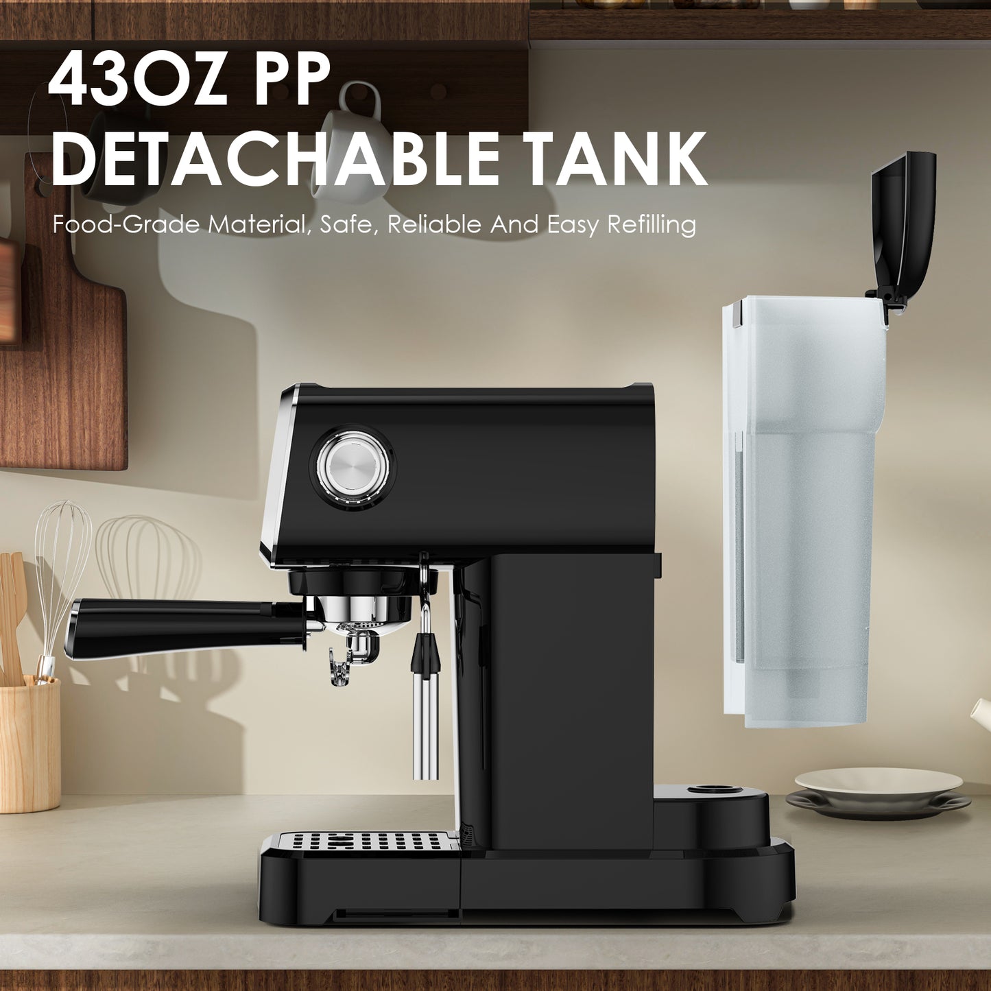 20BAR Slim Espresso Machine with Milk Frother & Cup Warmer