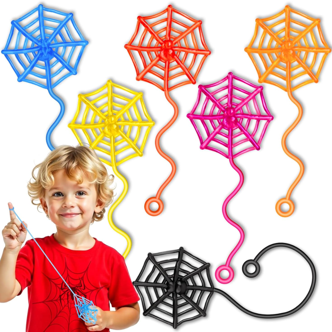 30 Pcs Colorful Sticky Spider Web Hands - Halloween Party Favors