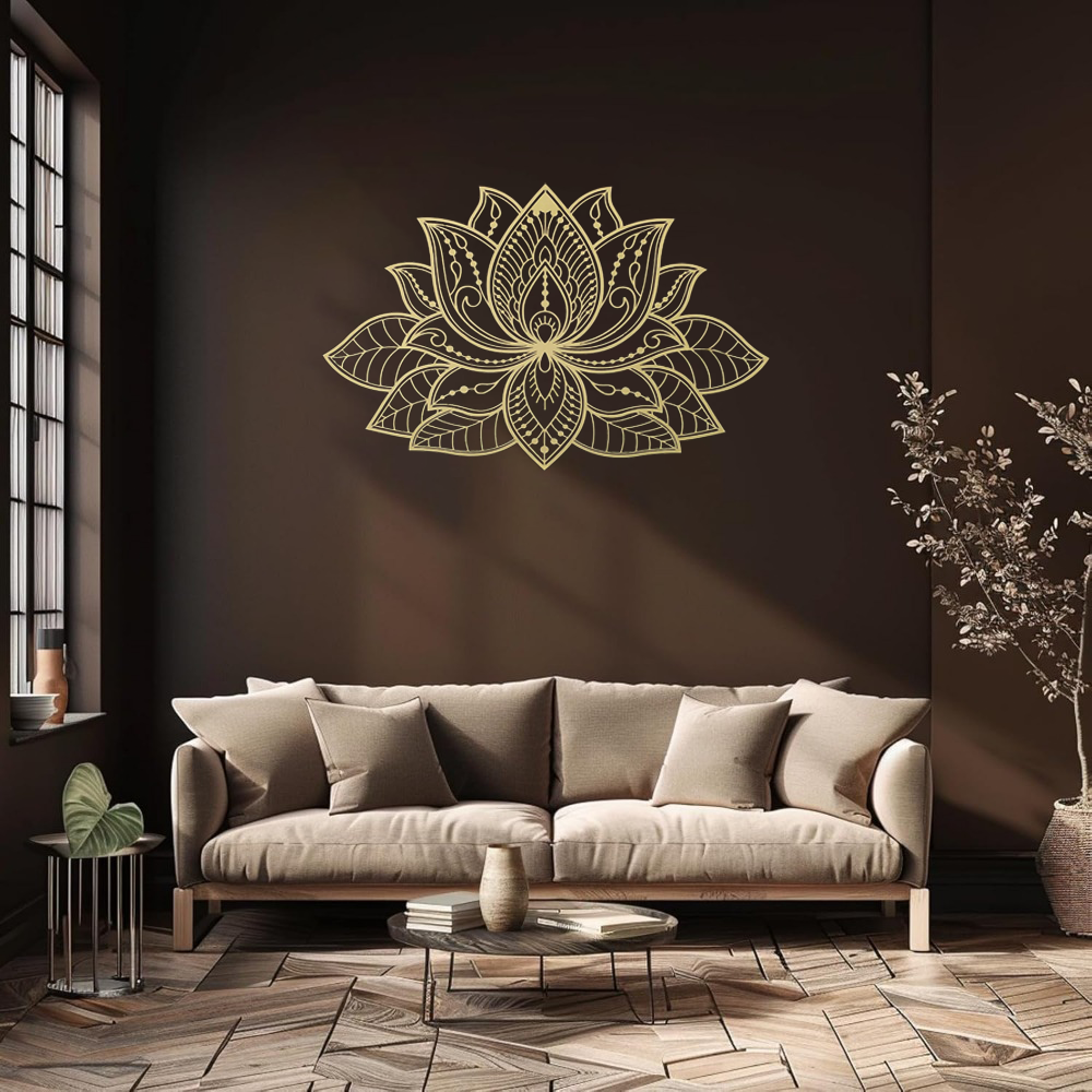 Radiant Lotus Mandala Wrought Iron Wall Art - Zen Decor
