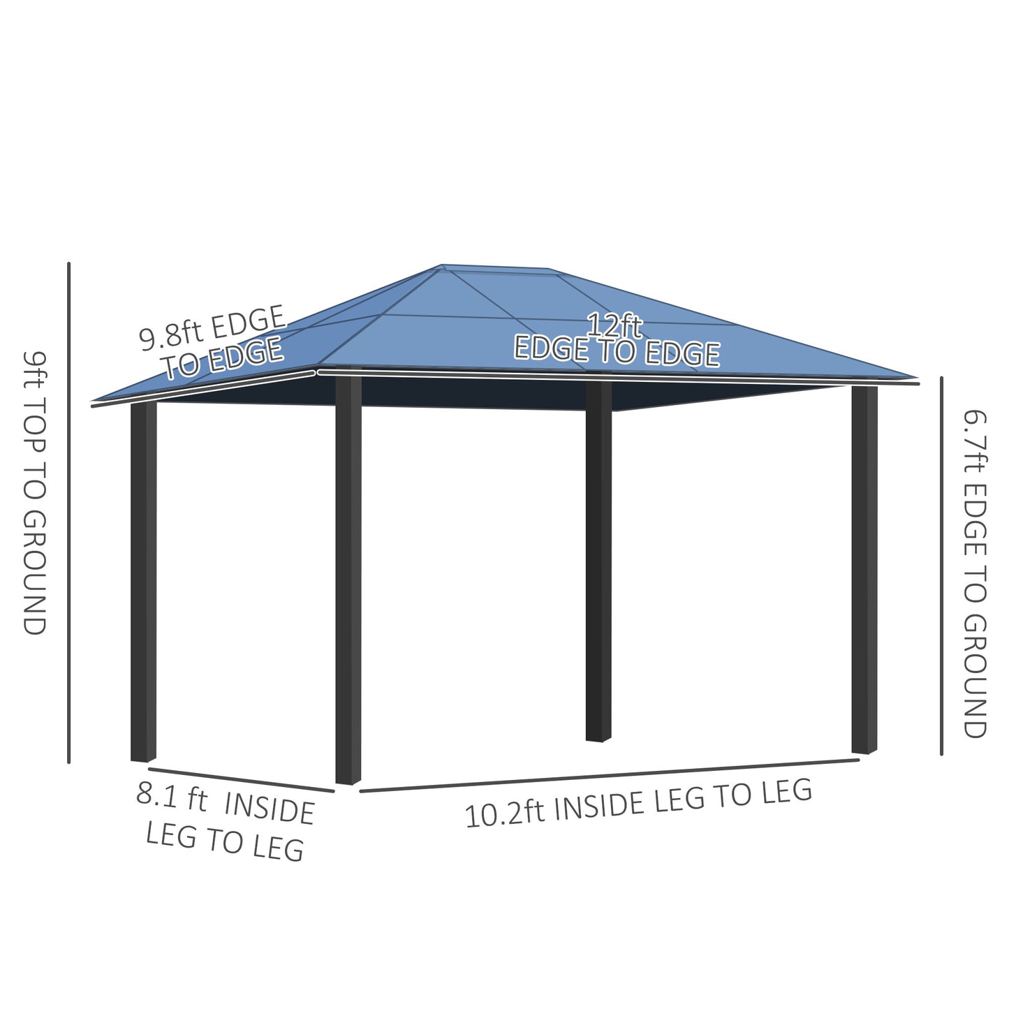 10' x 12' Hardtop Gazebo with Polycarbonate Roof - Dark Brown & Off-White