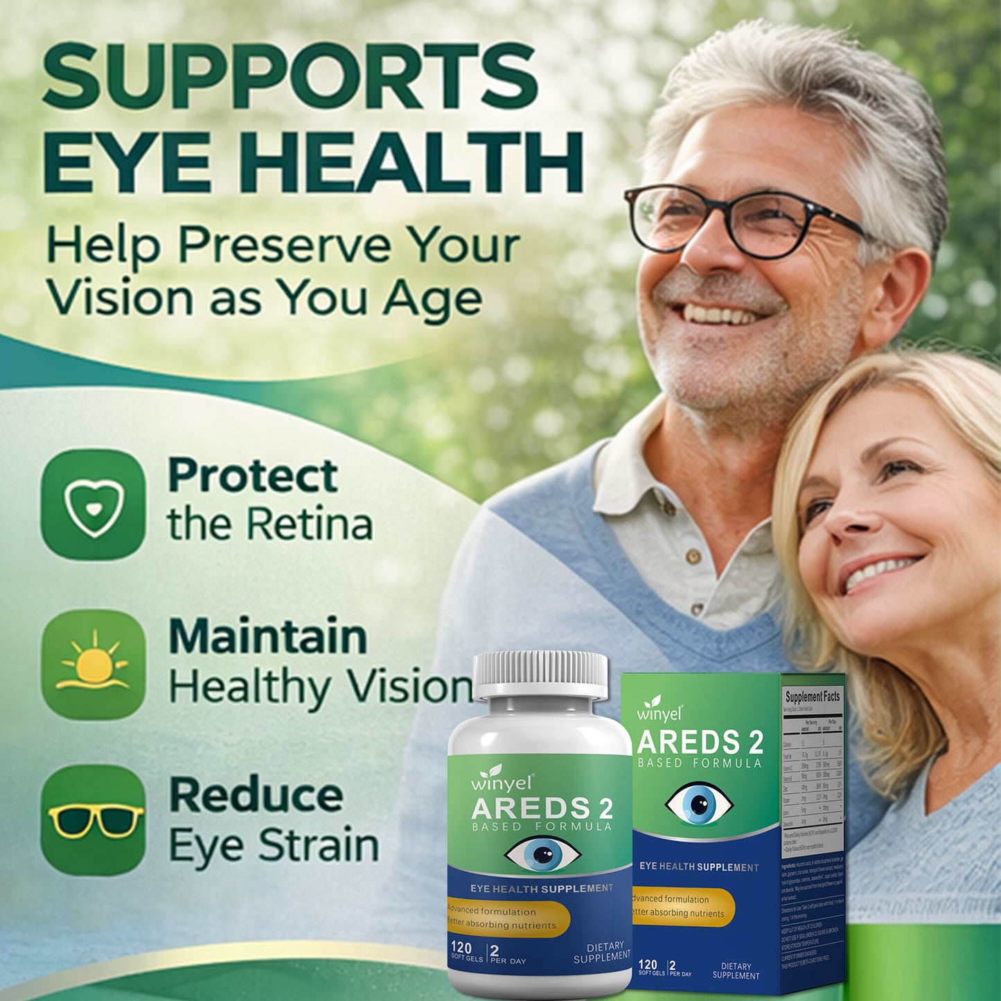 AREDS 2 Eye Vitamin Supplement with Lutein, Zeaxanthin, Zinc & Vitamins