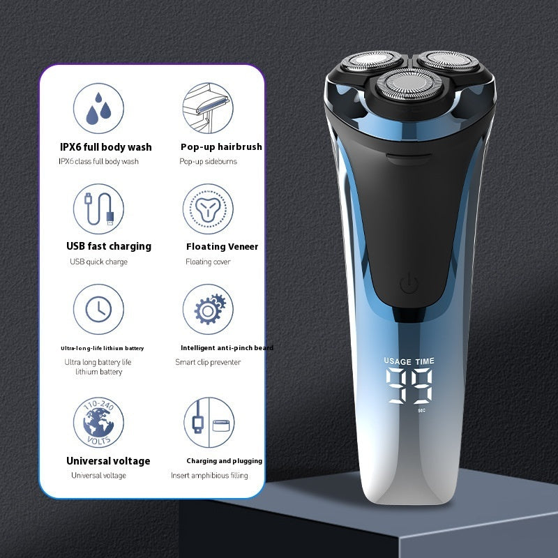 4D Floating Cutter Head Electric Shaver - Rechargeable, Digital Display