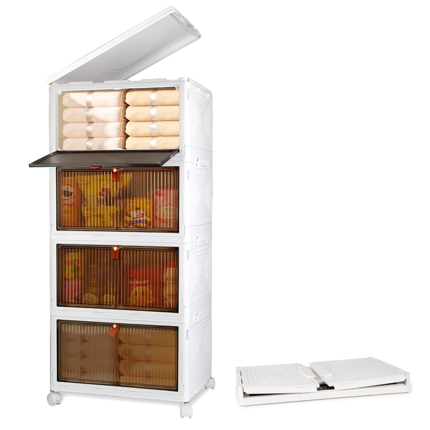 4Pc Foldable Storage Bins With Lid For Home Front Magnetic Door