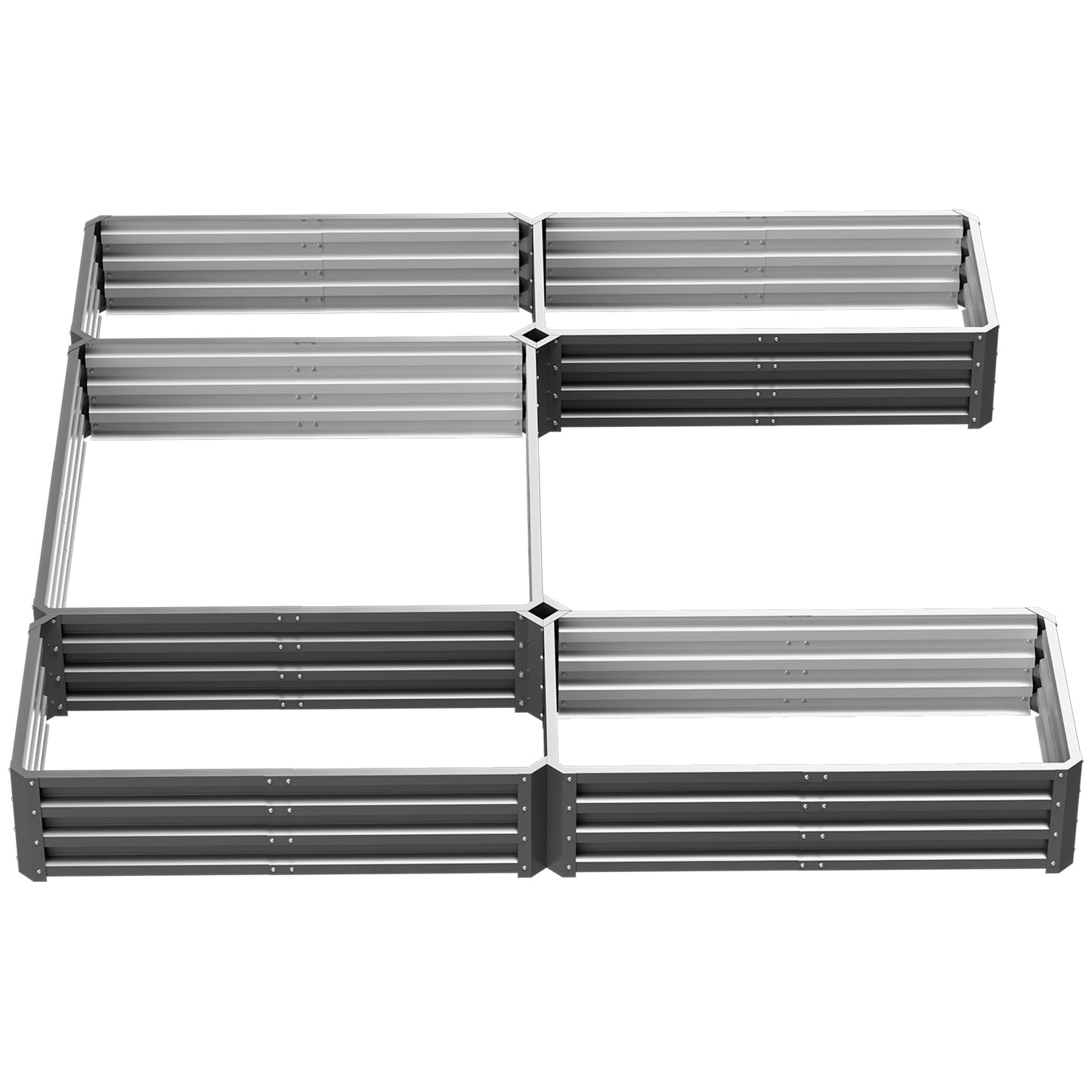 Large Steel Raised Garden Bed Set of 5 for Outdoor Plants and Vegetables - Gray 8x8ft
