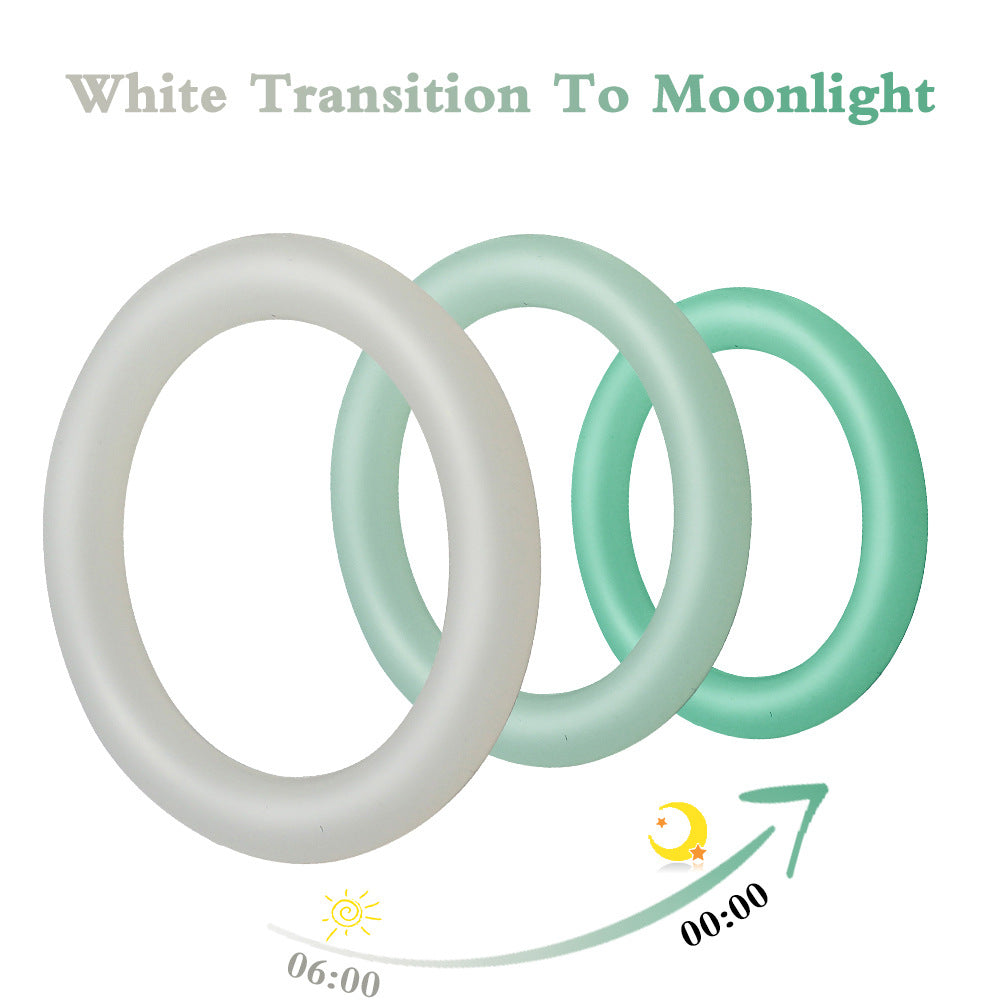 Men's Silicone Delay Ring Set - Luminous and Black Adjustable Cock Rings